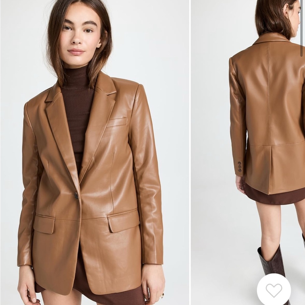 Women's English Factory Tan Leather Blazer